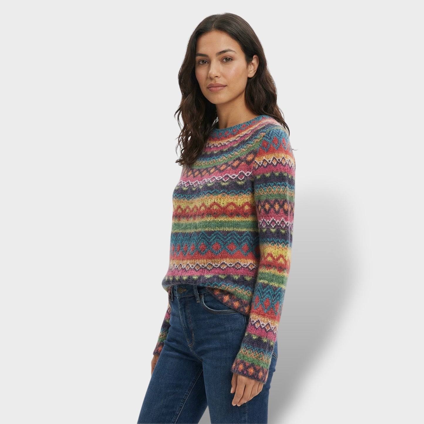 Suéter Vintage Mujer Cuello Redondo