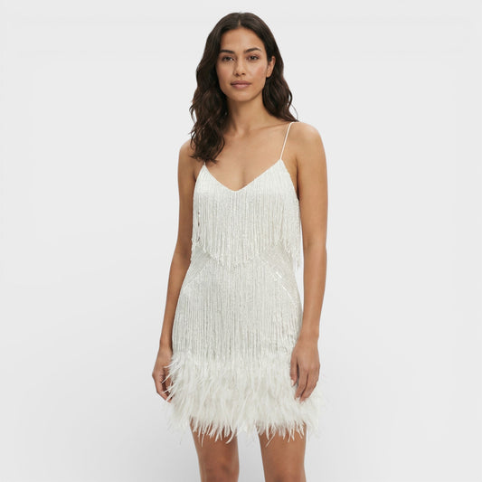 Vestido Mini Con Plumas Glamour - Mavetta