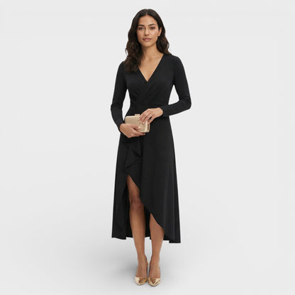 Vestido Midi Escote Pico Abertura