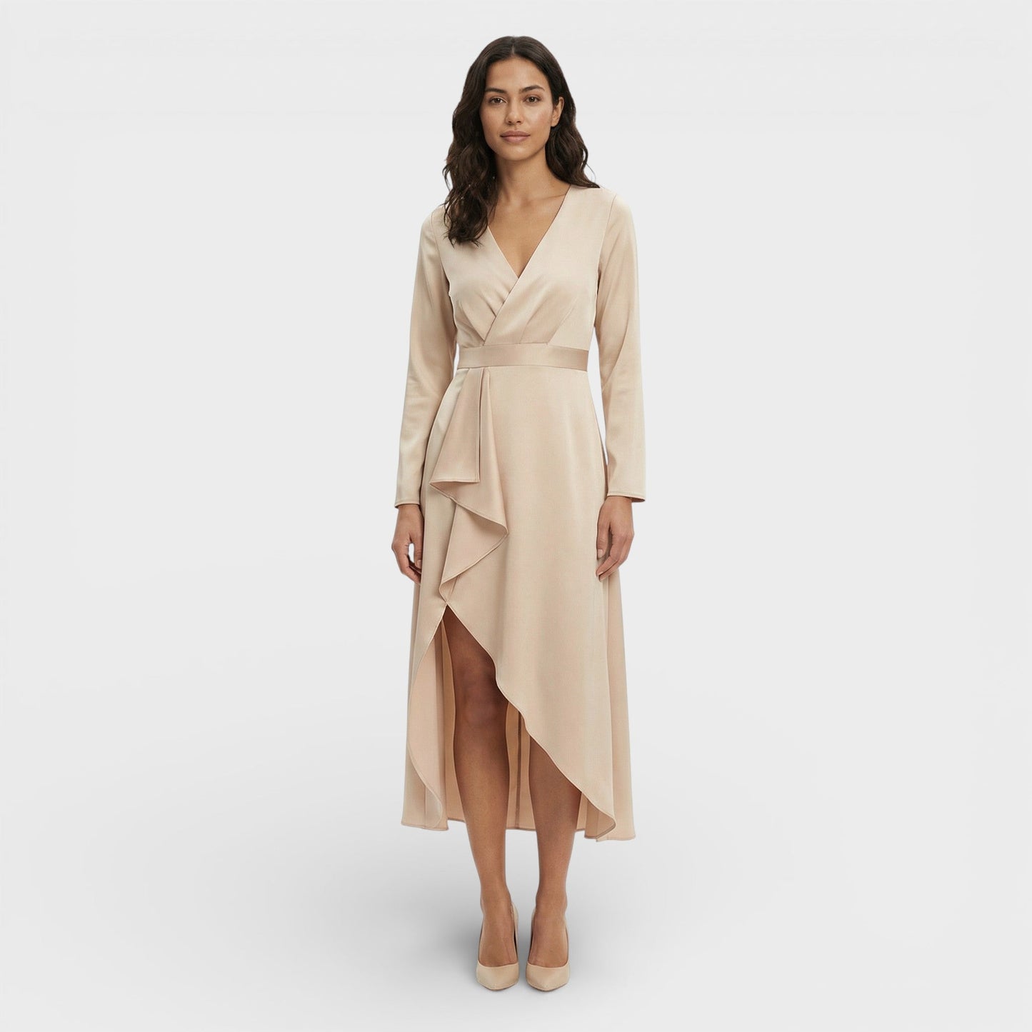 Vestido Midi Escote Pico Abertura - Mavetta