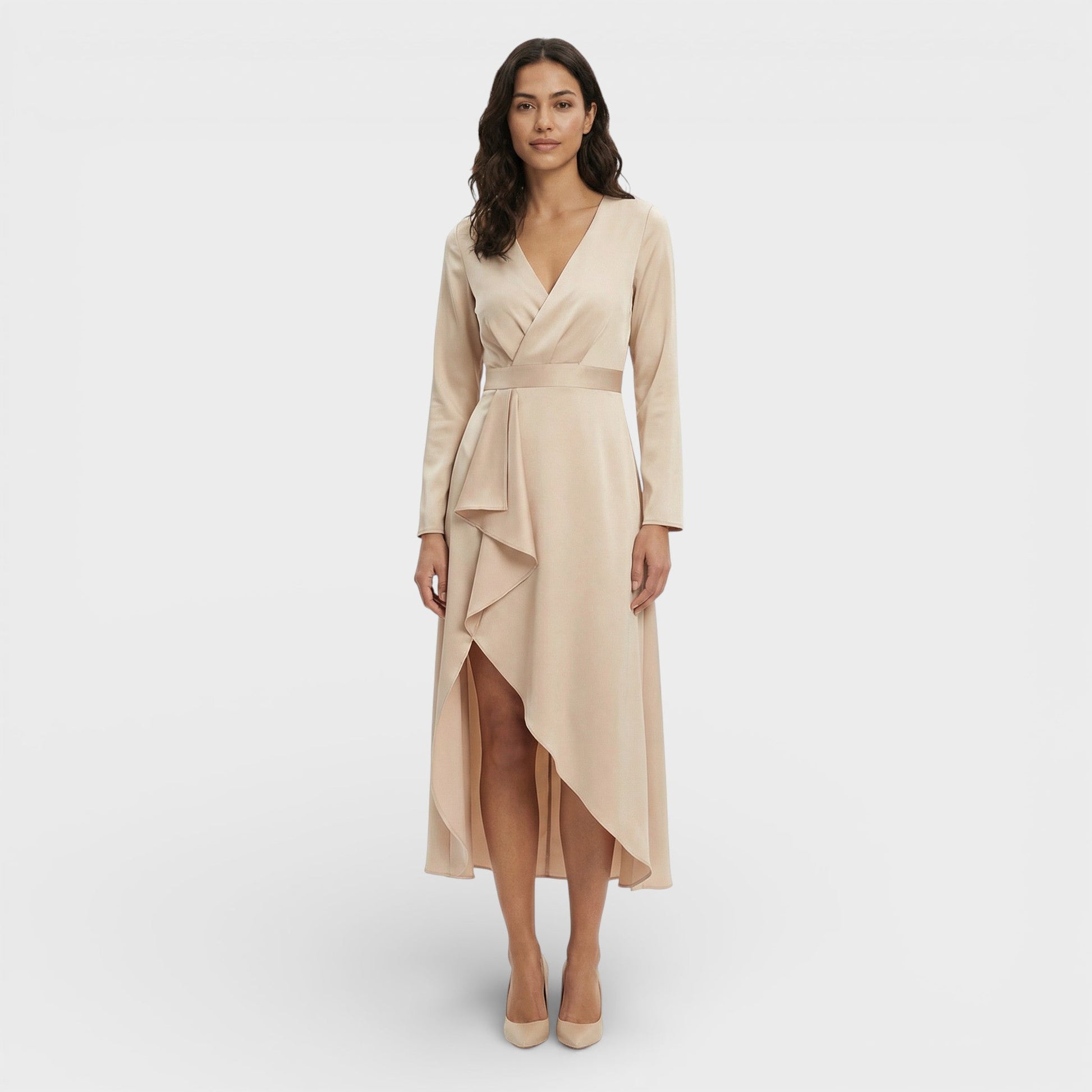 Vestido Midi Escote Pico Abertura - Mavetta