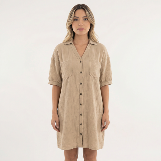 Vestido Camisero Mujer Talla Grande Ajuste Clásico - Mavetta