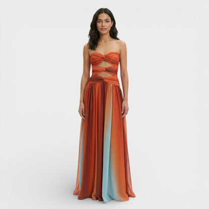 Vestido Largo Mujer Strapless Nudo Ajustado - Mavetta