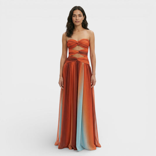 Vestido Largo Mujer Strapless Nudo Ajustado - Mavetta