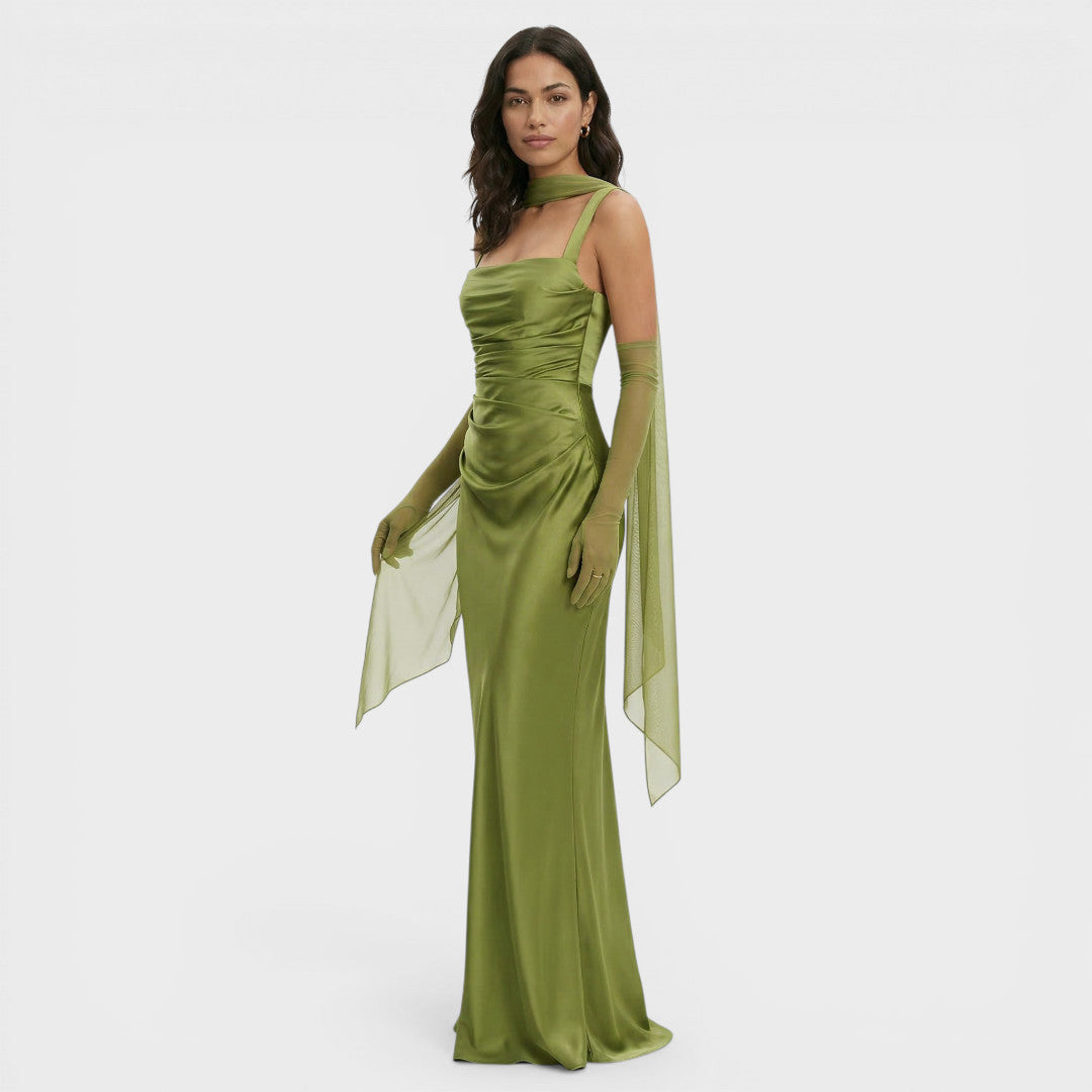 Vestido Largo Mujer de Satén Estilo Halter