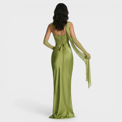 Vestido Largo Mujer de Satén Estilo Halter