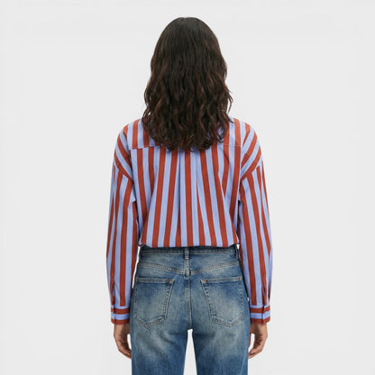 Camisa Mujer de Rayas con Lazo y Cuello