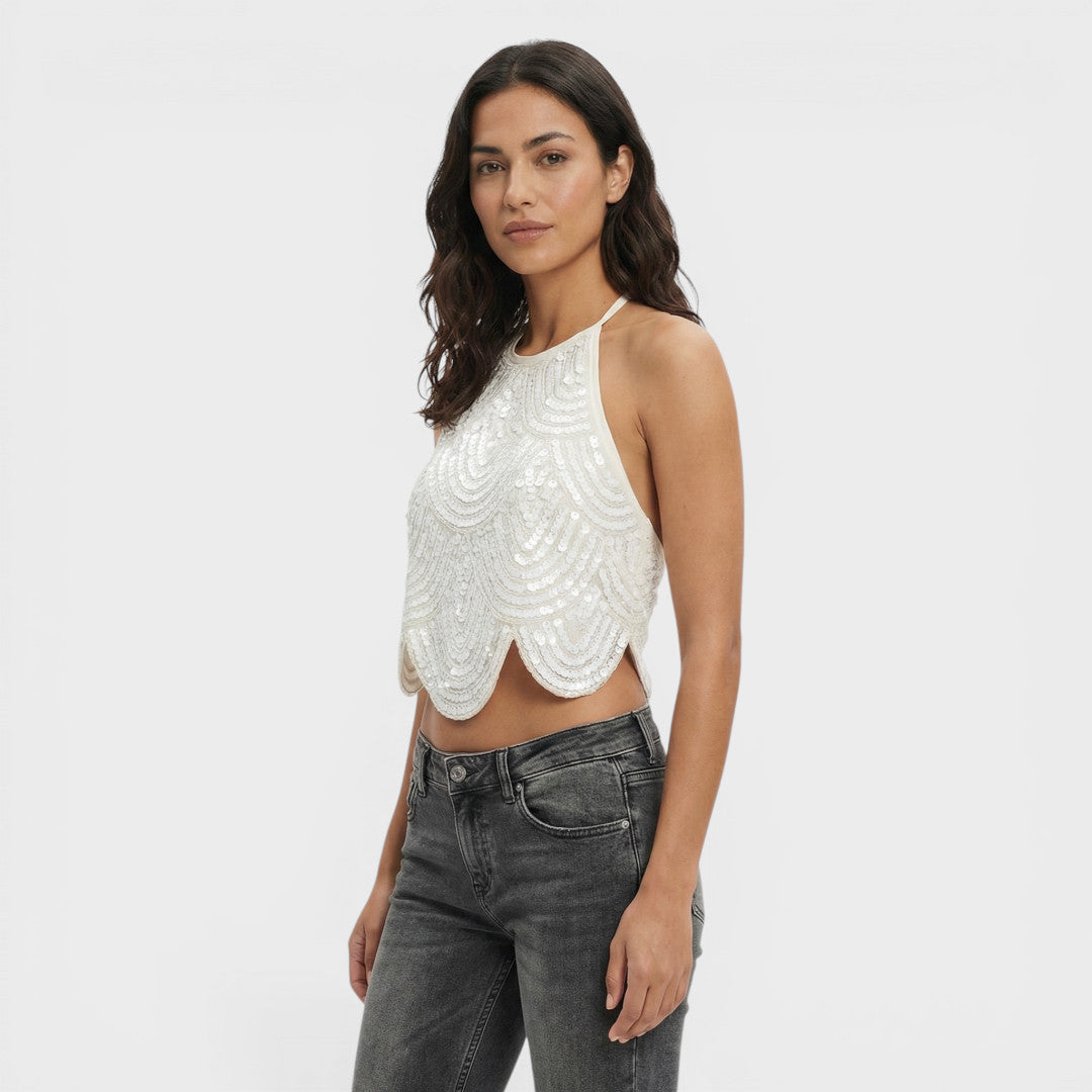 Mujer de Lentejuelas Estilo Halter