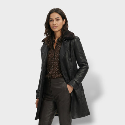Abrigo de Cuero Elegante Mujer - Mavetta