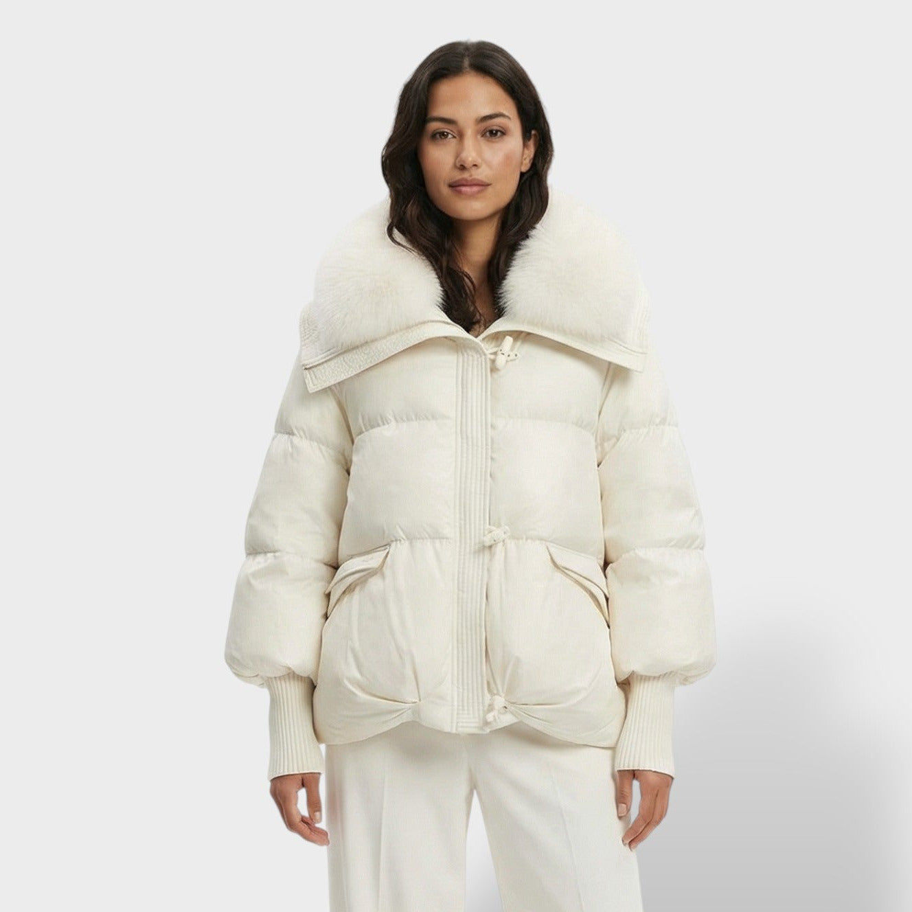 Chaqueta Acolchada con Cuello de Pelo Mujer