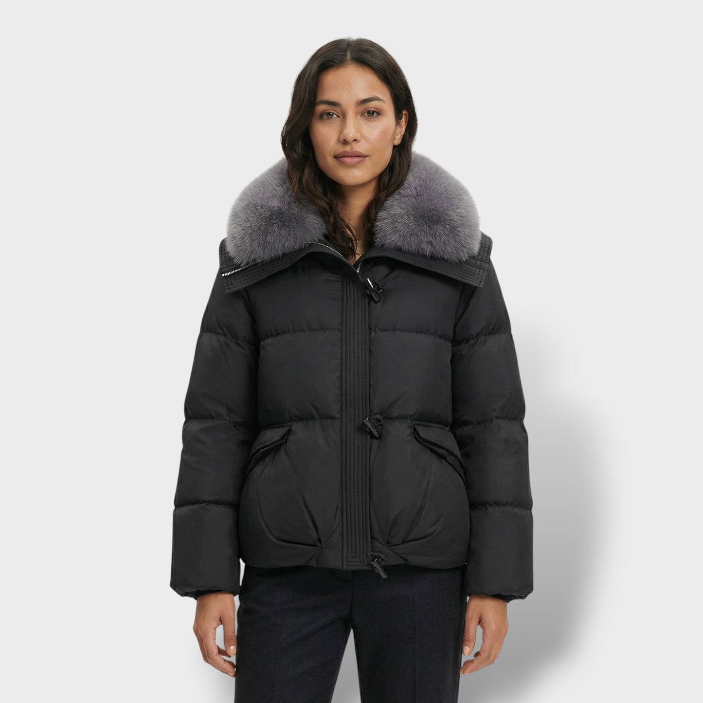 Chaqueta Acolchada con Cuello de Pelo Mujer