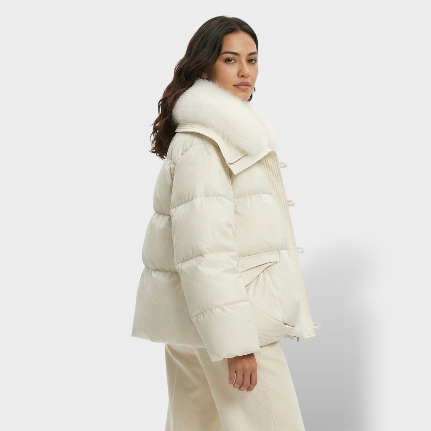 Chaqueta Acolchada con Cuello de Pelo Mujer