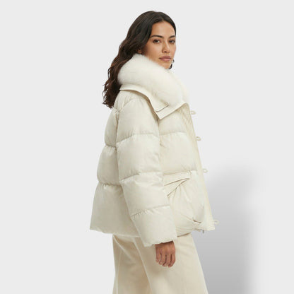 Chaqueta Acolchada con Cuello de Pelo Mujer