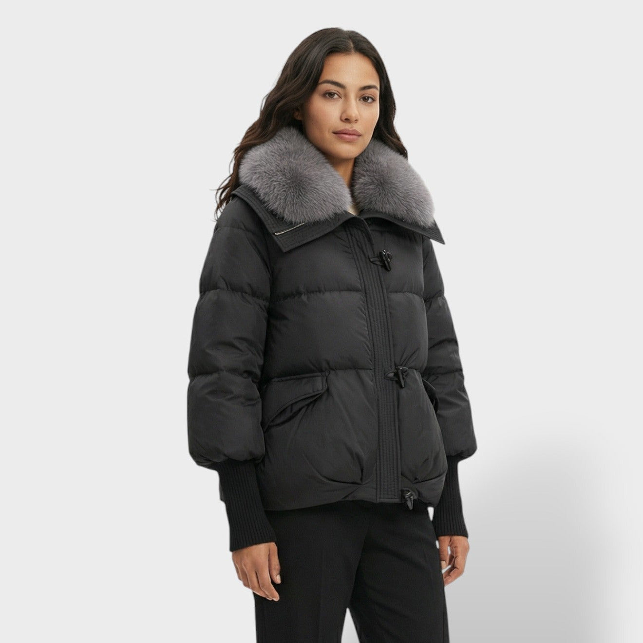 Chaqueta Acolchada con Cuello de Pelo Mujer
