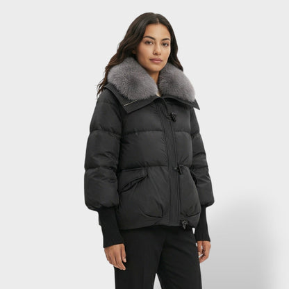 Chaqueta Acolchada con Cuello de Pelo Mujer