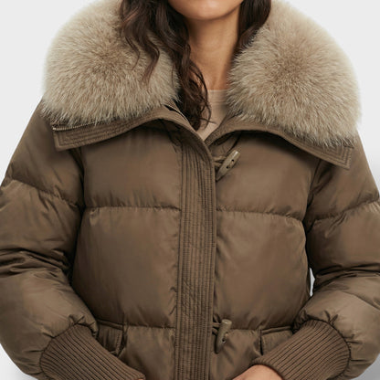 Chaqueta Acolchada con Cuello de Pelo Mujer