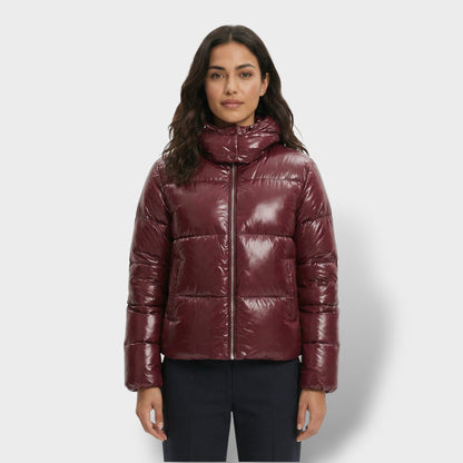 Chaqueta Acolchada Brillante con Capucha