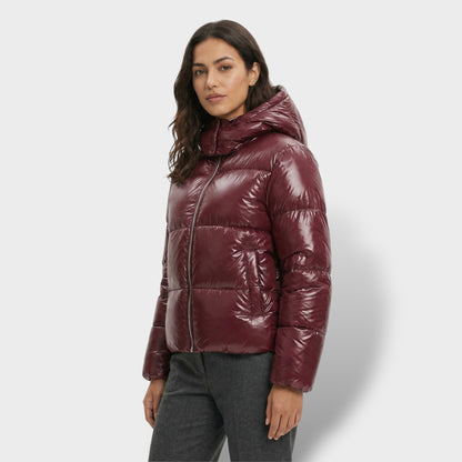 Chaqueta Acolchada Brillante con Capucha