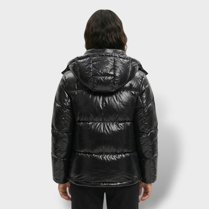 Chaqueta Acolchada Brillante con Capucha