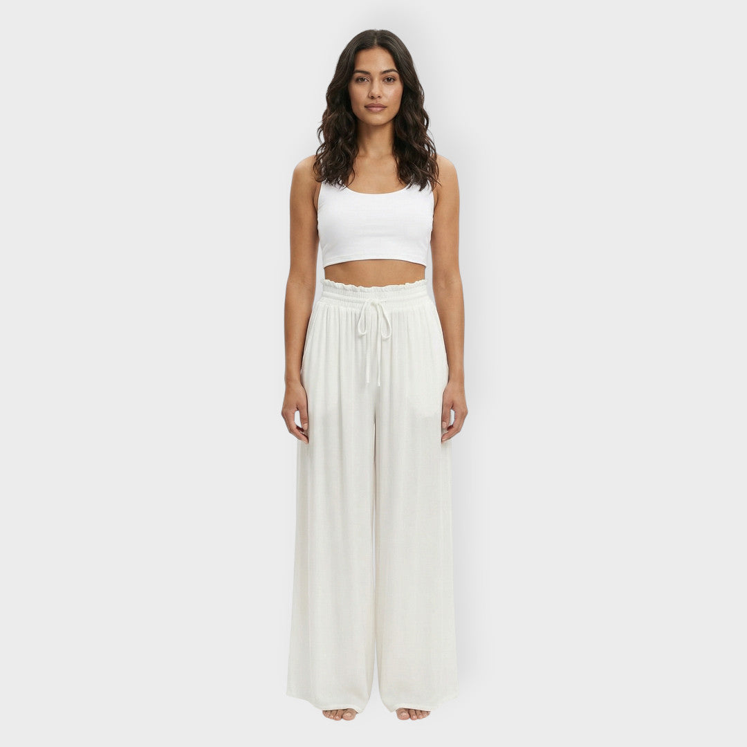Pantalones Mujer Tela Suave Cintura Elástica Anchos