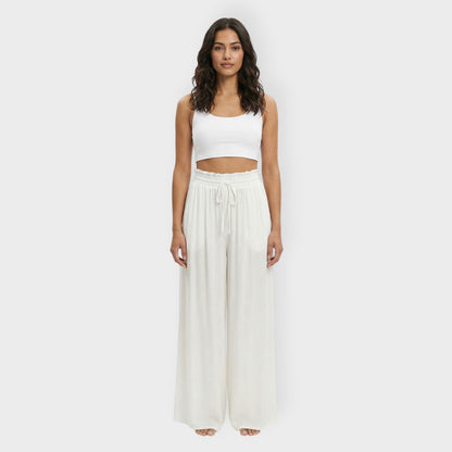 Pantalones Mujer Tela Suave Cintura Elástica Anchos