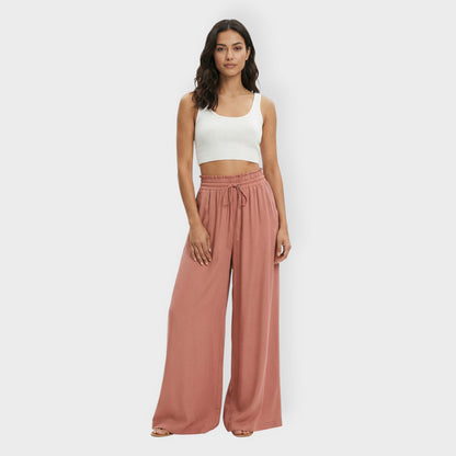 Pantalones Mujer Tela Suave Cintura Elástica Anchos
