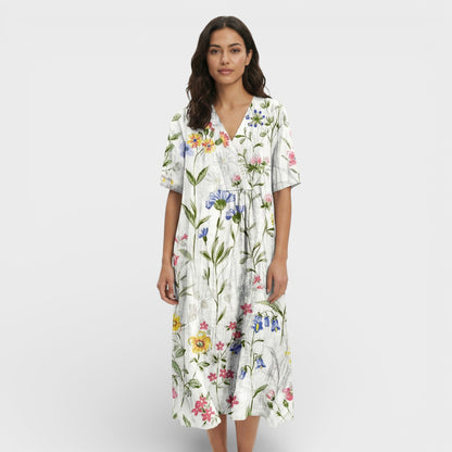 Vestido Mujer Floral Escote en V