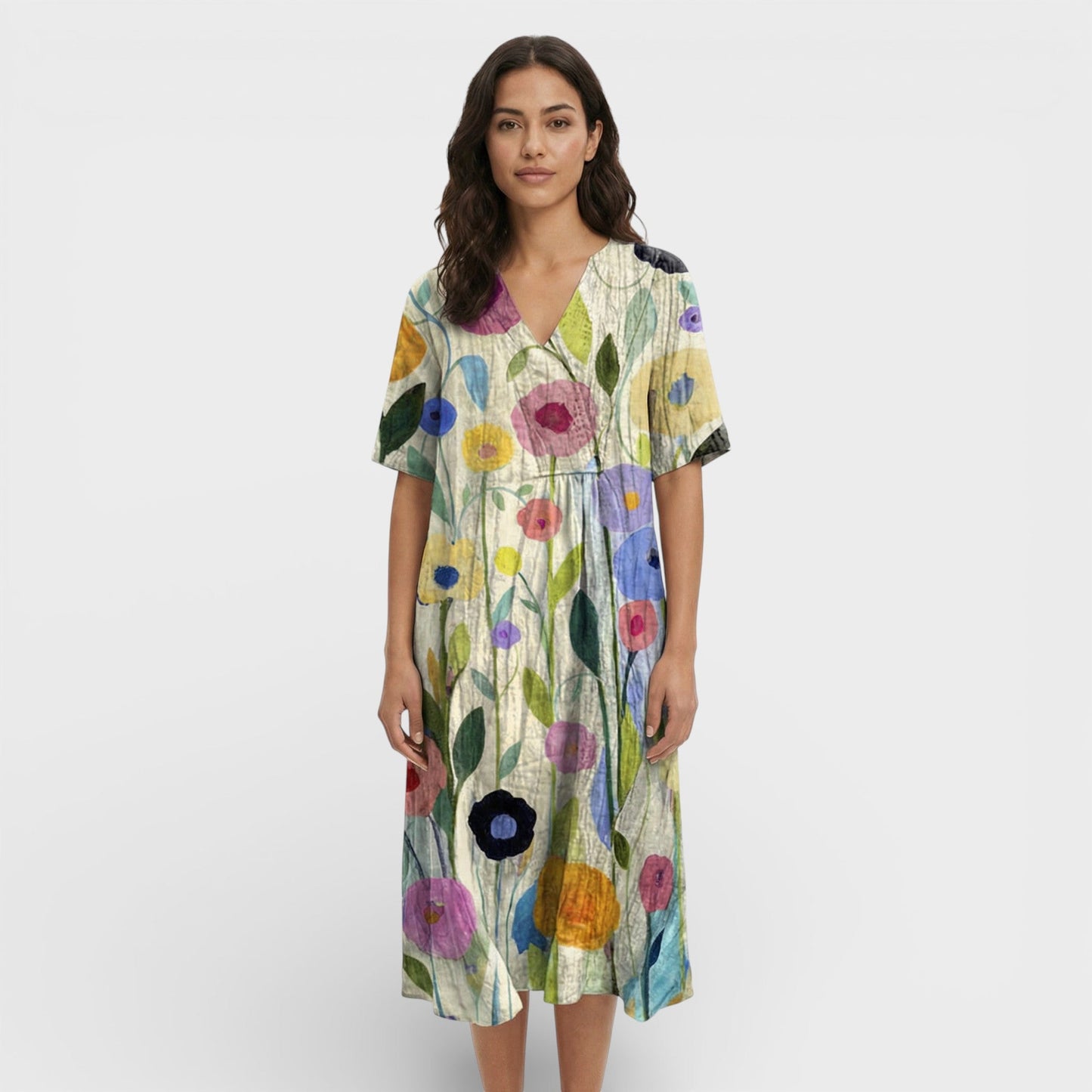 Vestido Mujer Floral Escote en V