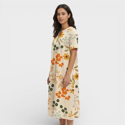 Vestido Mujer Floral Escote en V