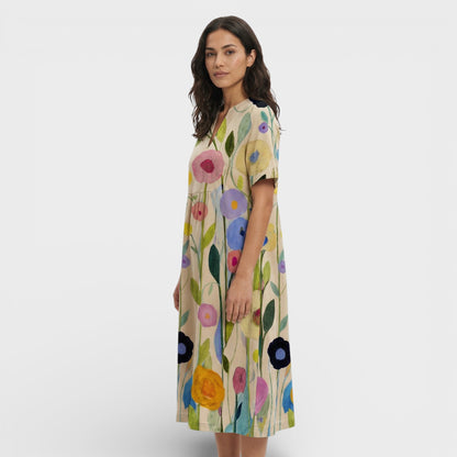 Vestido Mujer Floral Escote en V