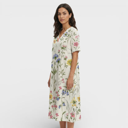 Vestido Mujer Floral Escote en V