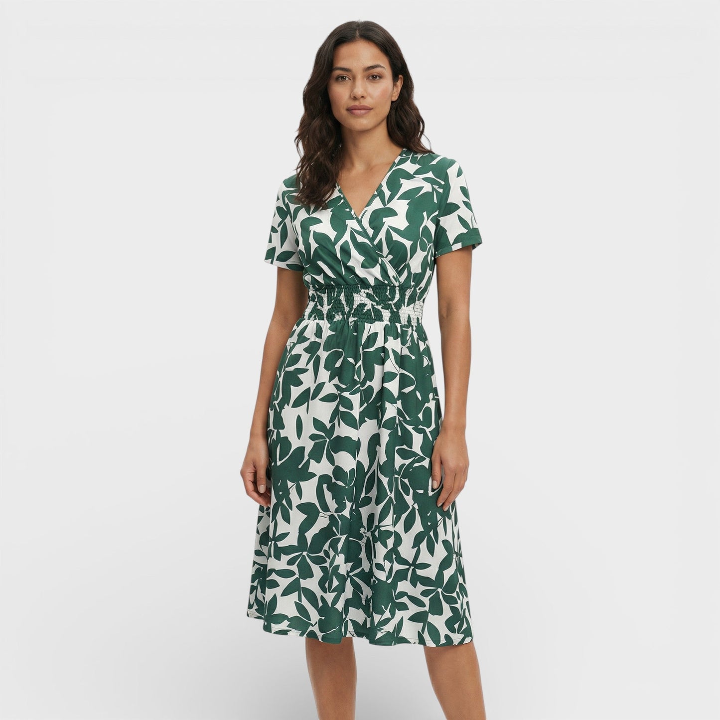 Vestido Mujer Estampado Escote en V