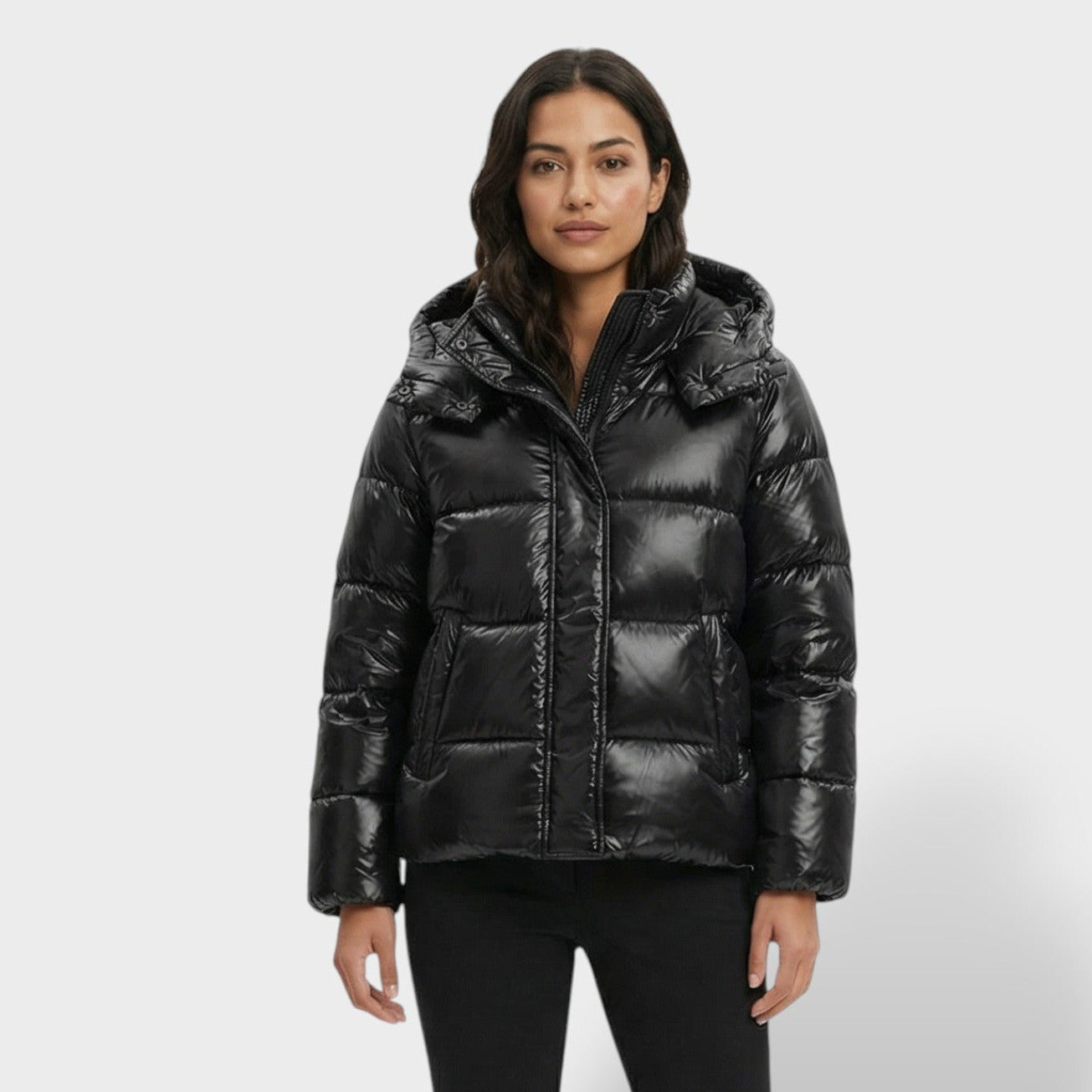 Chaqueta Cruzada con Capucha Mujer