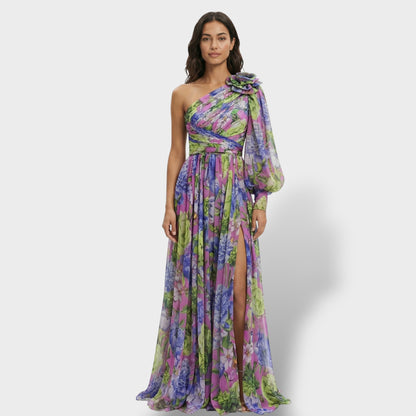 Vestido Asimétrico Floral Elegante Mujer - Mavetta