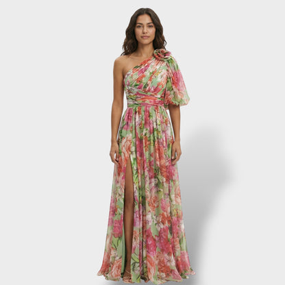 Vestido Asimétrico Floral Elegante Mujer
