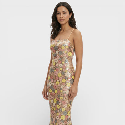 Vestido Largo Lentejuelas Sin Tirantes