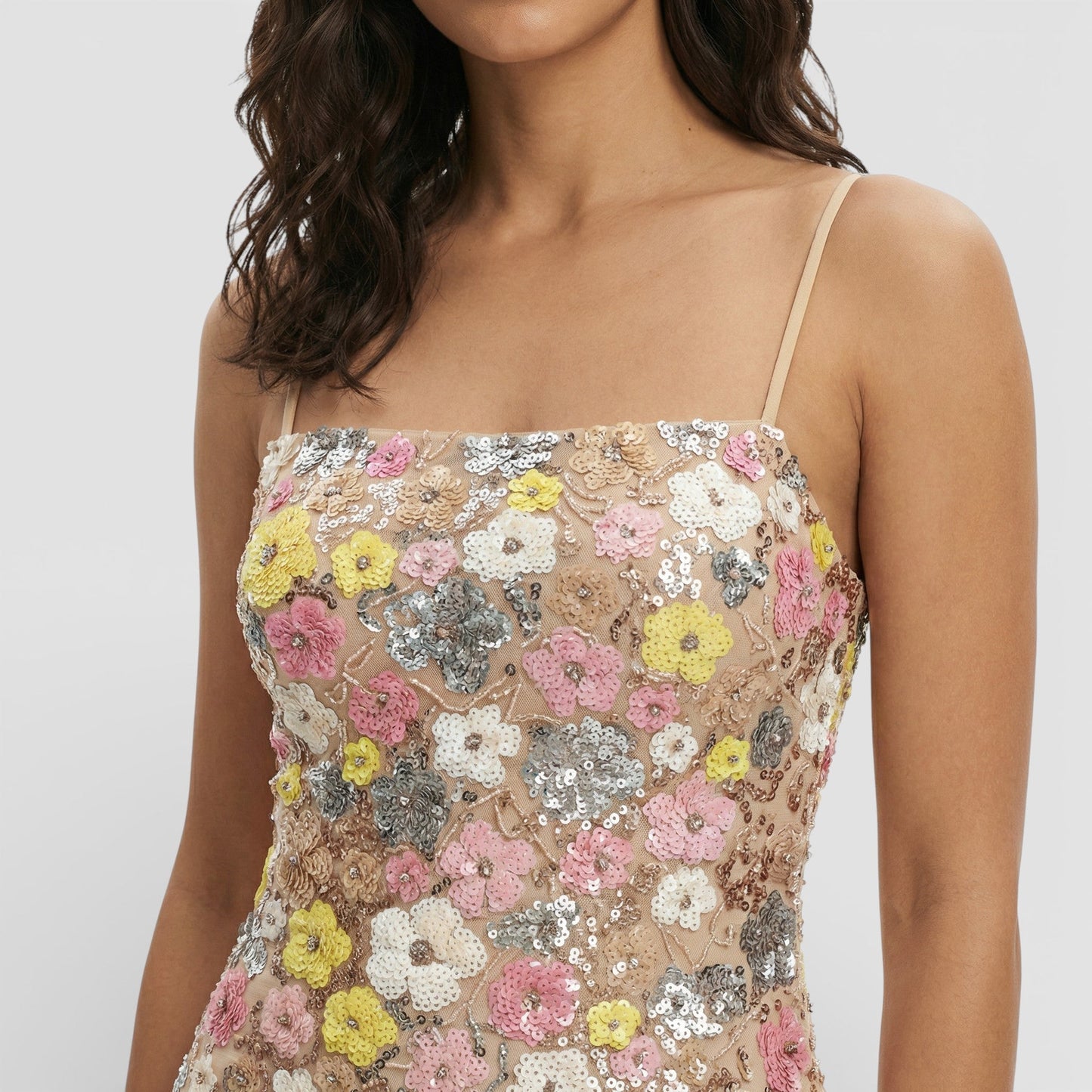 Vestido Largo Lentejuelas Sin Tirantes