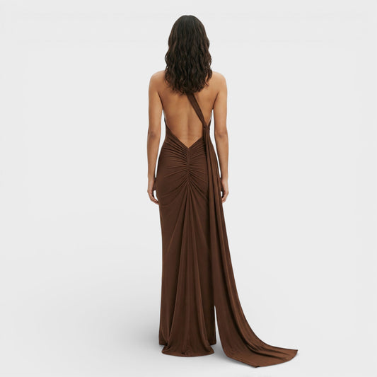 Vestido Maxi Asimétrico Espalda Descubierta - Mavetta