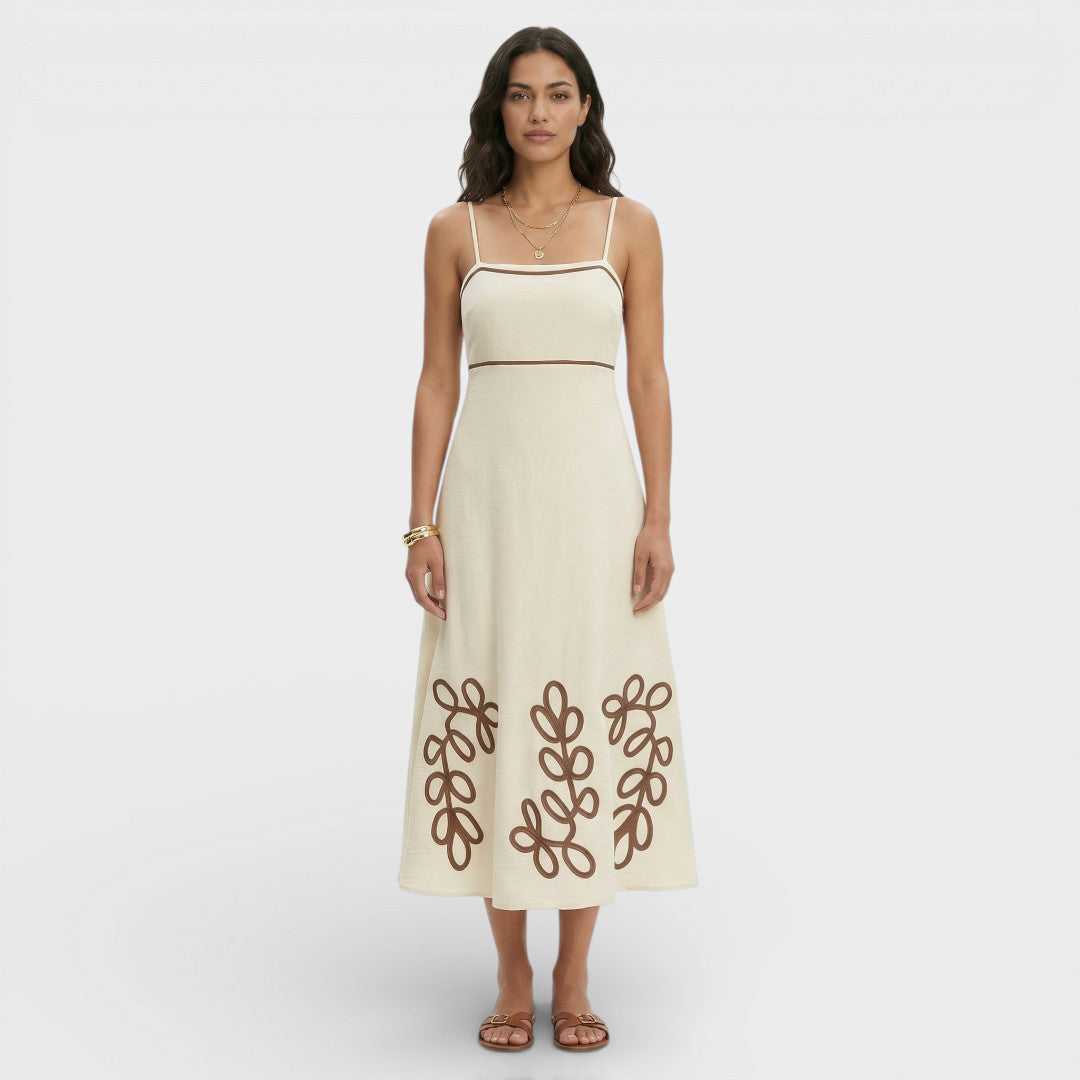 Vestido Mujer Bordado Tirantes Estilo Vacaciones