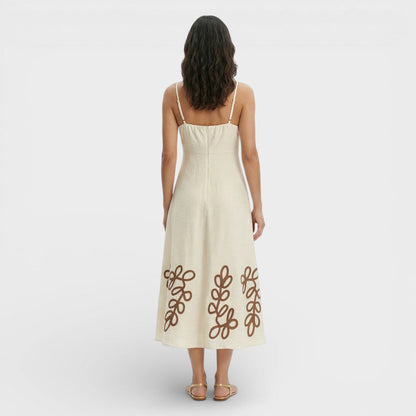 Vestido Mujer Bordado Tirantes Estilo Vacaciones