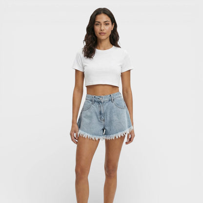 Pantalones Cortos Mujer Denim Ajuste Regular