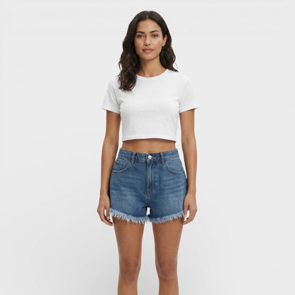 Pantalones Cortos Mujer Denim Ajuste Regular