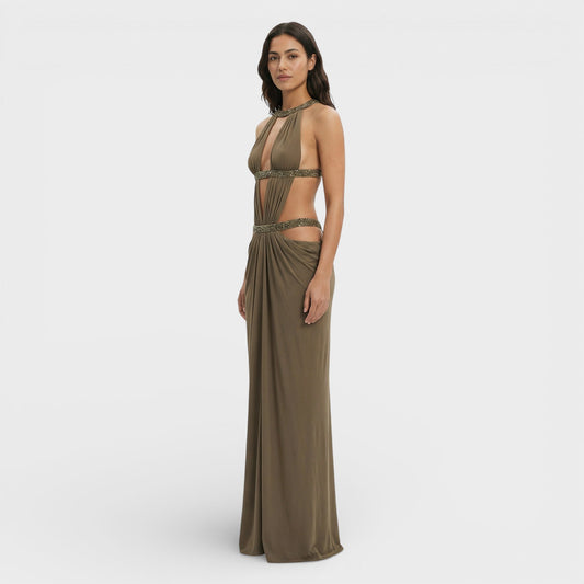 Vestido Largo Halter Lentejuelas Mujer - Mavetta