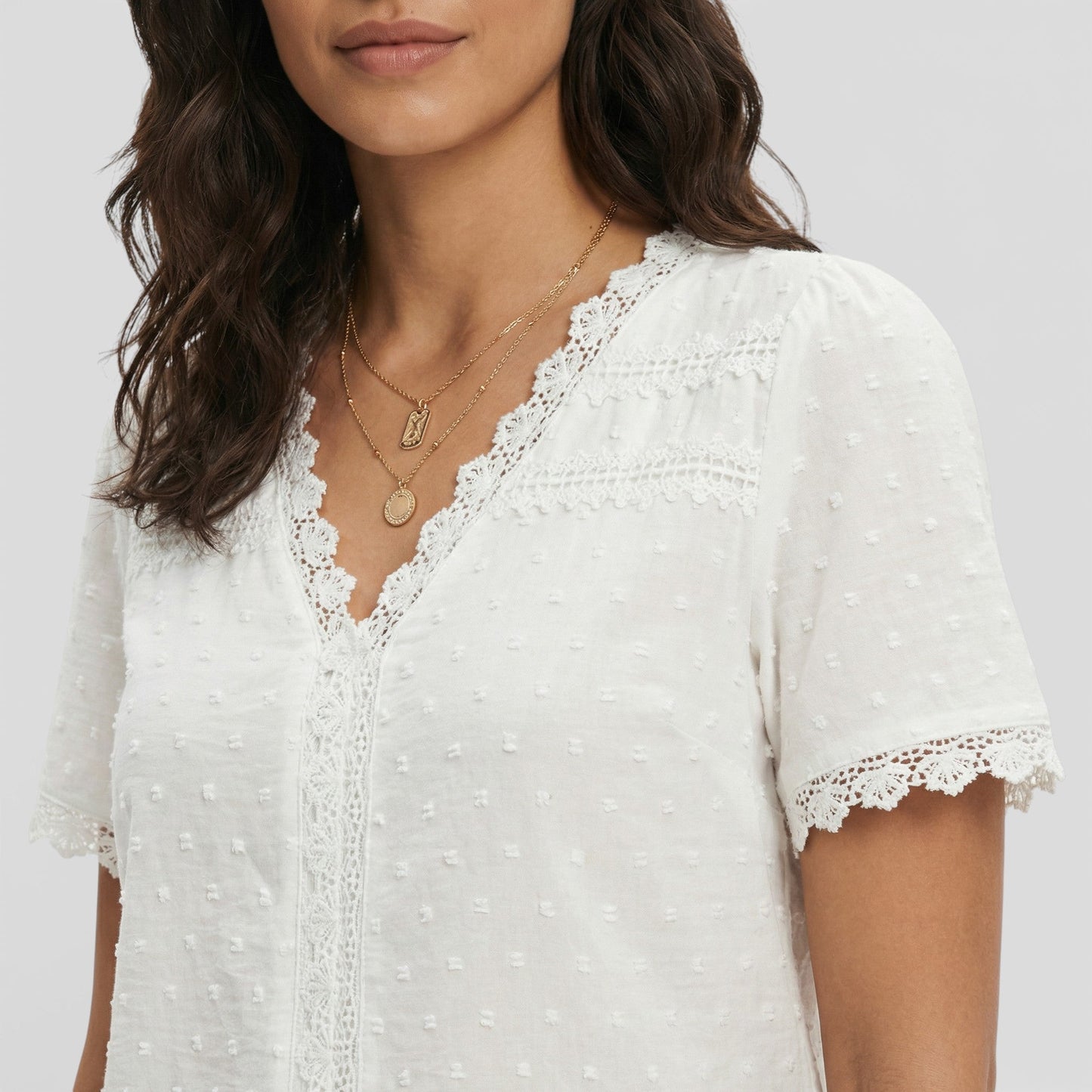 Blusa Mujer de Textura Escote en Pico