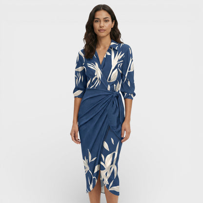 Vestido Maxi Mujer Cruzado de Tela Ligera