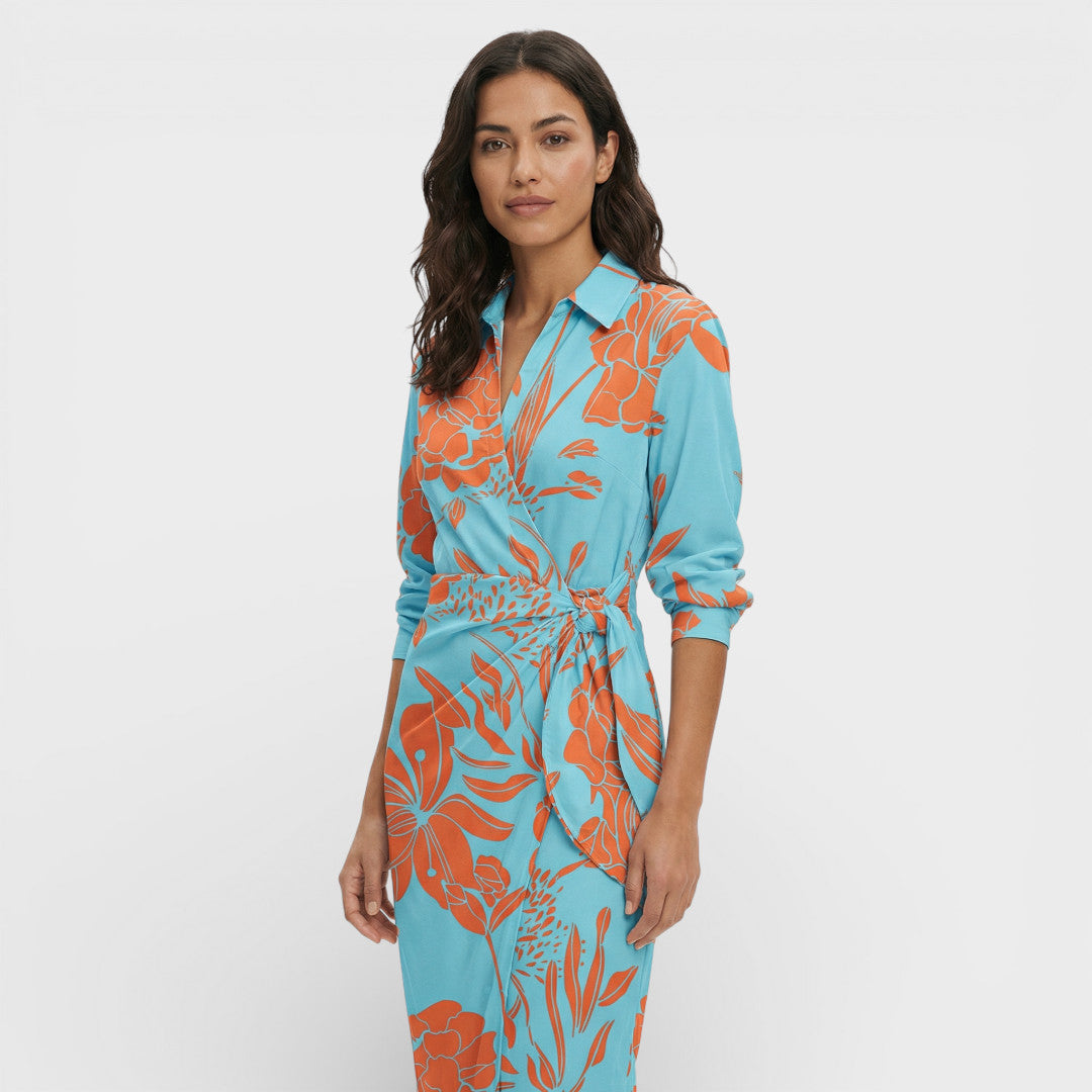 Vestido Maxi Mujer Cruzado de Tela Ligera