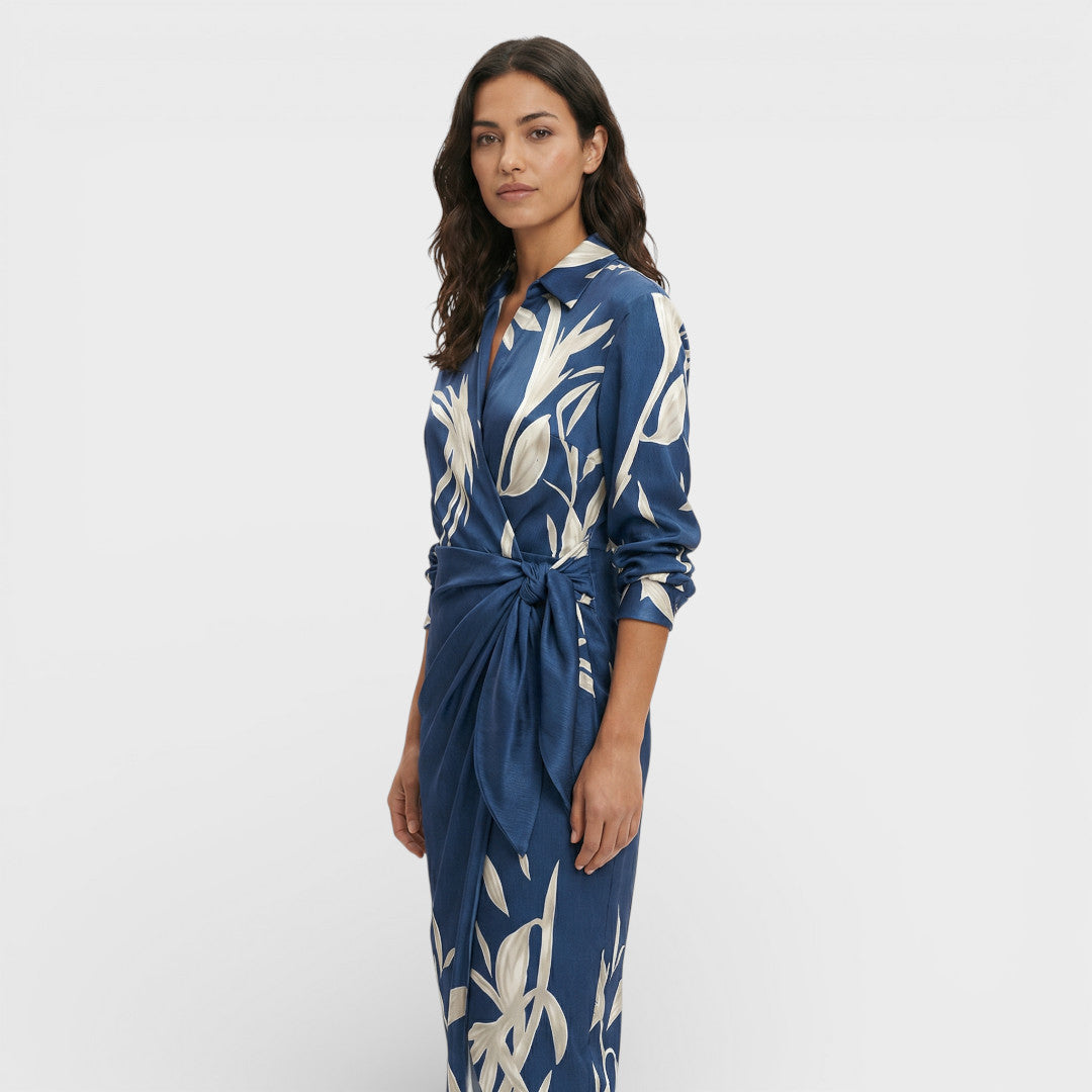 Vestido Maxi Mujer Cruzado de Tela Ligera