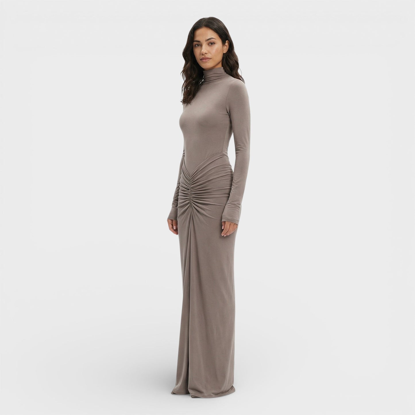 Vestido Largo Fruncido Elegante Mujer - Mavetta