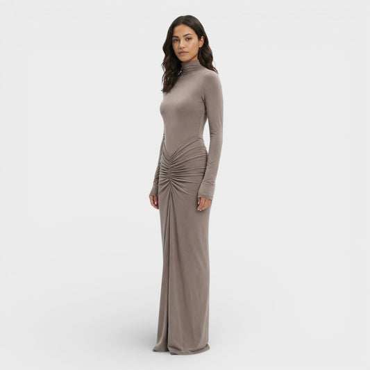 Vestido Largo Fruncido Elegante Mujer - Mavetta