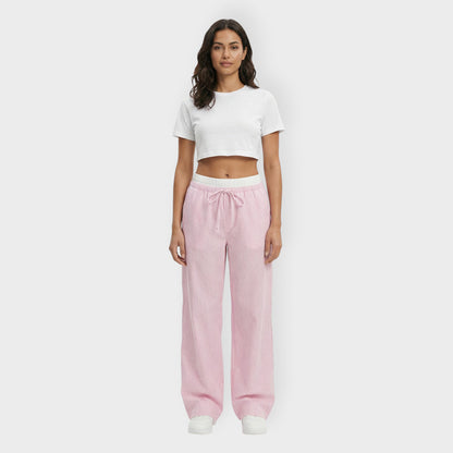 Pantalones Mujer de Rayas Cintura Elástica Anchos